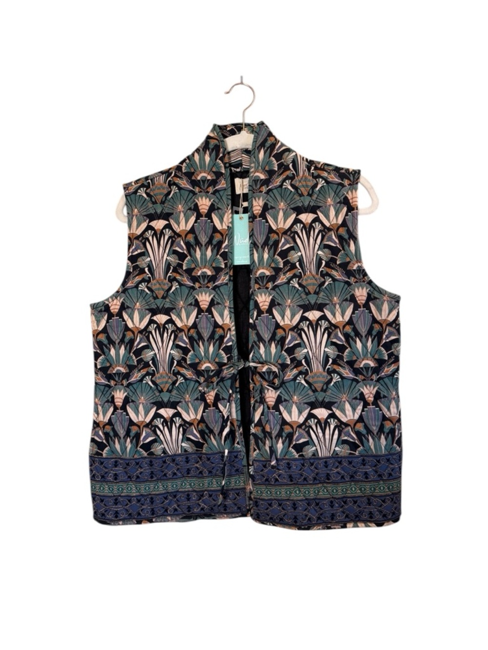 Nekane NKN Spain Brand Women’s Quilted Abstract Floral Cottagecore Vest Sz M